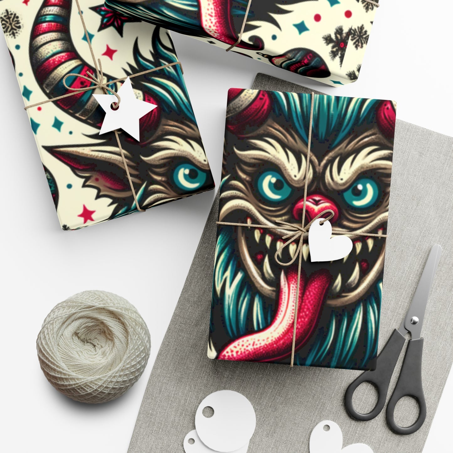Delightfully Devilish: Cute Krampus Themed Gift Wrap for Unique Holiday Surprises