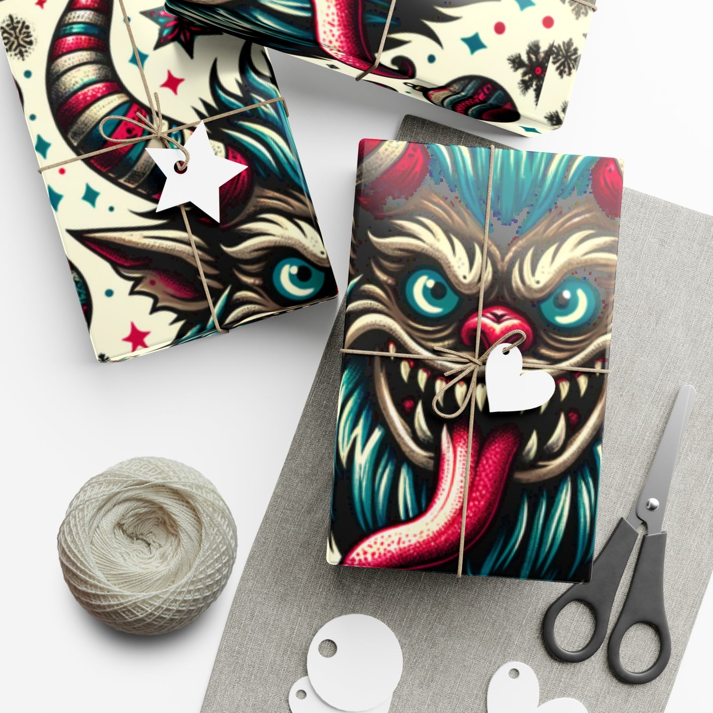 Delightfully Devilish: Cute Krampus Themed Gift Wrap for Unique Holiday Surprises