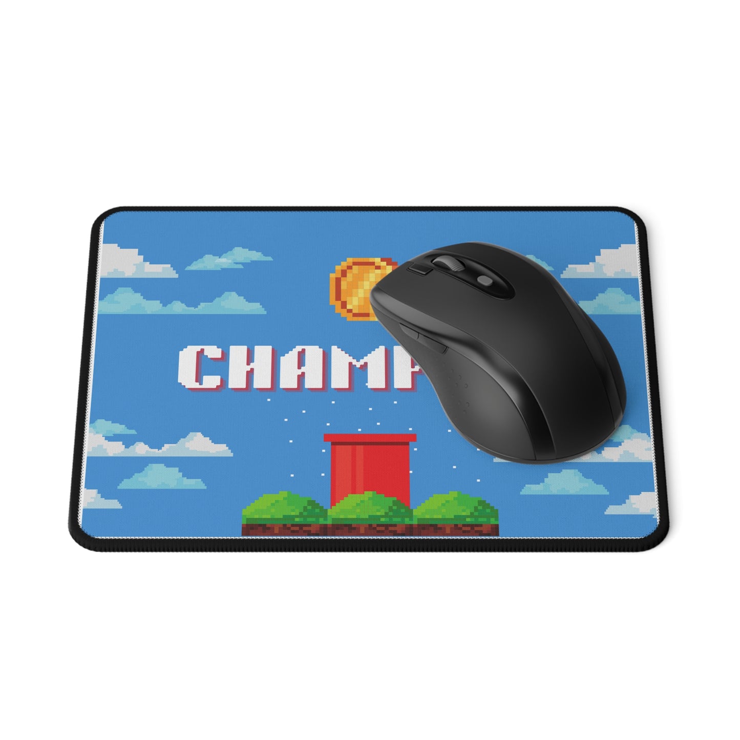 Retro Gaming Champion Non-Slip Mouse Pad | Pixel Art Design | 9.5" x 8" Smooth Surface