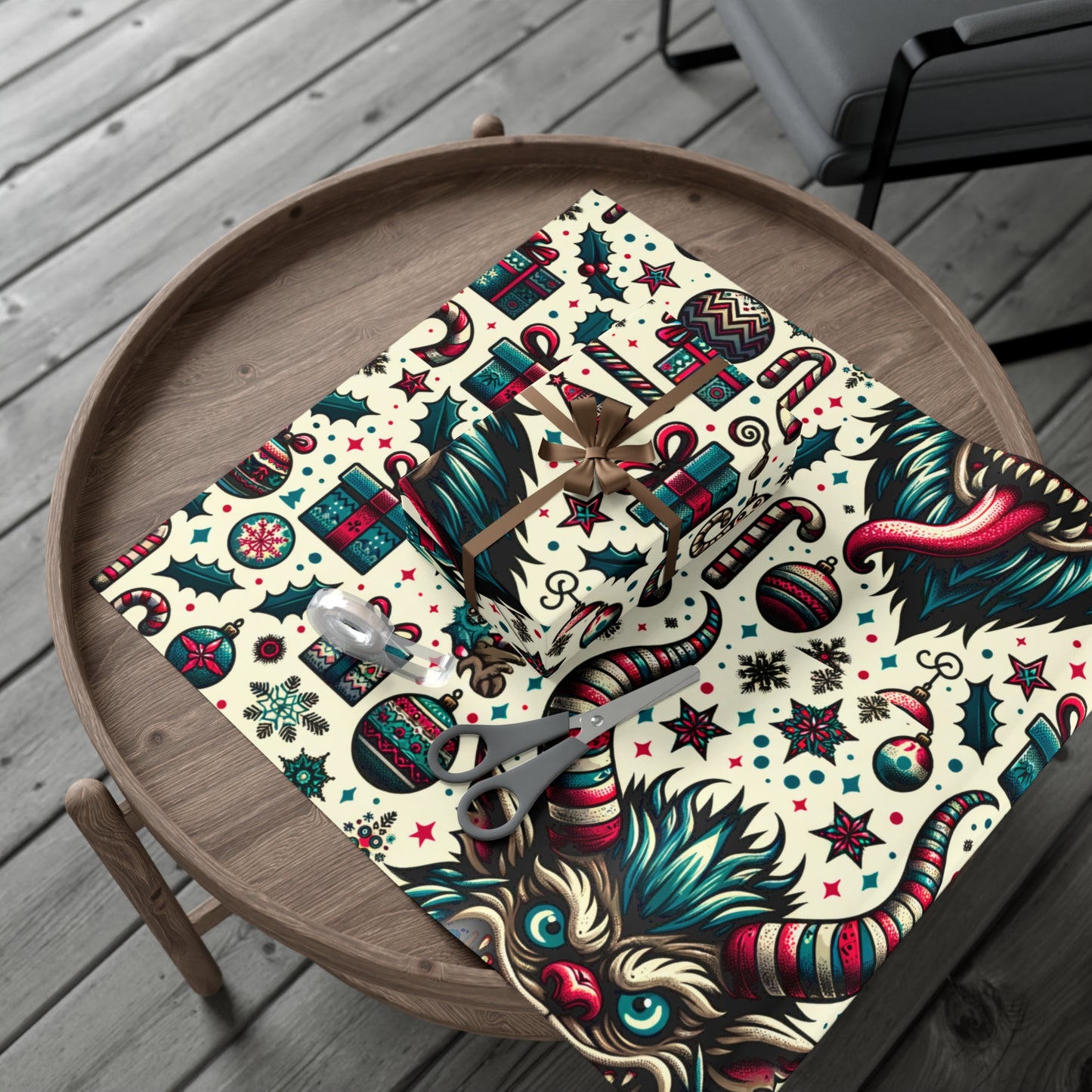 Delightfully Devilish: Cute Krampus Themed Gift Wrap for Unique Holiday Surprises