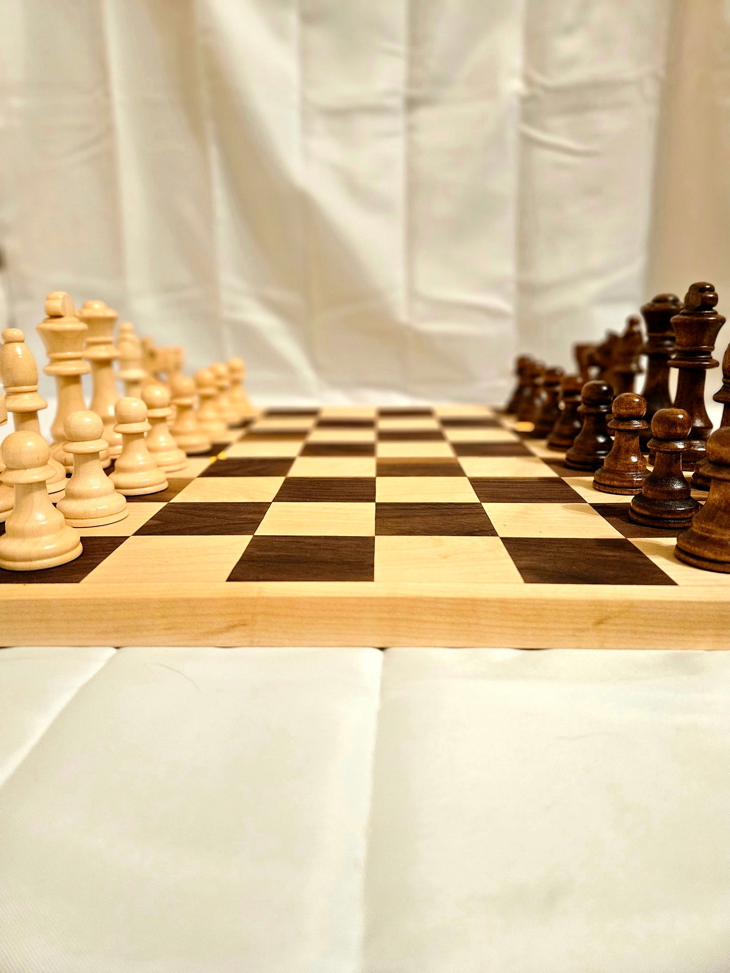 Handmade Maple and Walnut Competition Size Chessboard