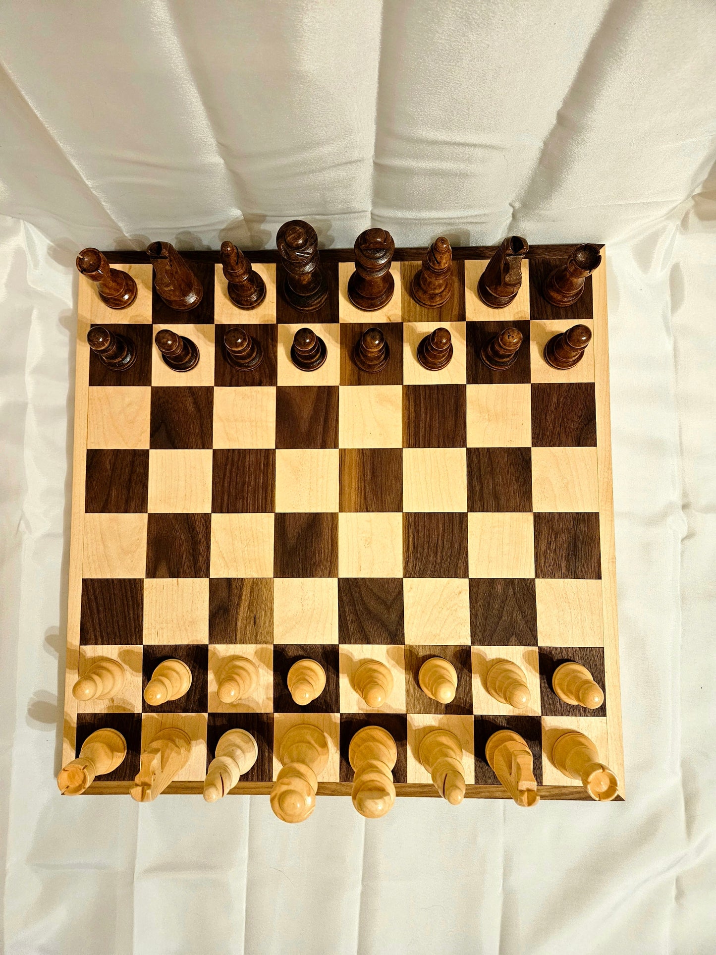 Handmade Maple and Walnut Competition Size Chessboard