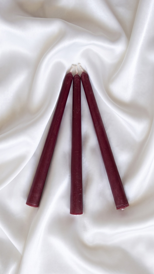 Red Taper Soy Wax Candle - Black Amber & Plum